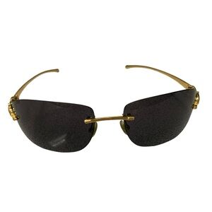 Authentic Panthere de Cartier sunglasses smooth golden finish dark brown lenses